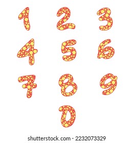 Numbers from 0 to 9 with circle. Vector illustration.