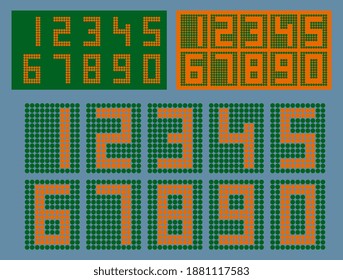 Numbers from 0 to 9 composed of circles with background. Editable to your liking, basic vector illustration.