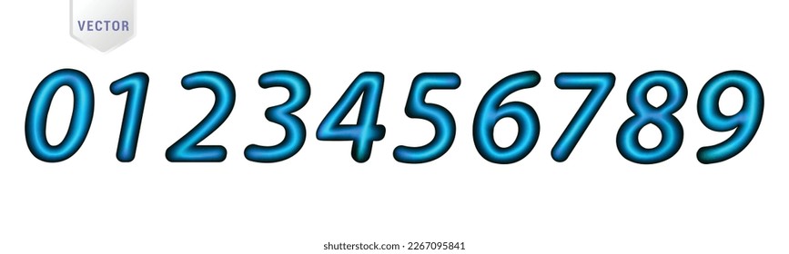 numbers 0 to 9 dark blue balloon shape white background can be edited