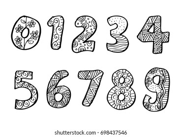 Numbers 0 to 9 from decorated.