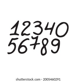 Numbers from 0 to 9. Hand-drawn in the doodle style