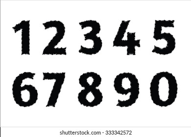 Numbers 0 - 9  on a white background