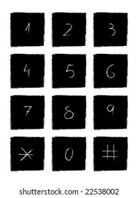 Numbers 0 to 9 Plus * and # Signals - Grunge Style
