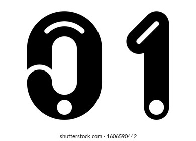 Numbers 01, stylized for use in graphic design