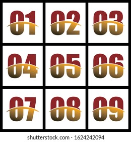 Numbers 01,02,03,04,05,06,07,08,09 letters. Numbers logo icons set. Vector illustration