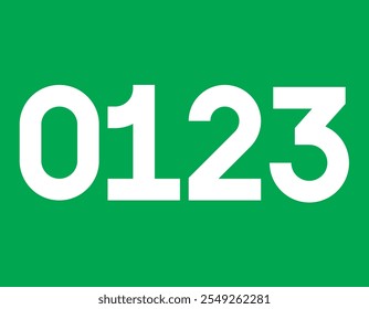 Numbers 0123 on green background.