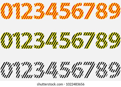 Numbers 0,1,2,3,4,5,6,7,8,9, - vector set - striped pattern