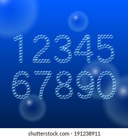 Numbers 0-9 of air bubbles. Vector design. Looks good on any dark background