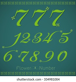 Numbers 0-9 flower and luxury vector illustration