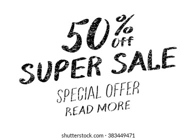 Numbers 0-9 written with a brush on a wood background lettering. Super Sale. Big sale. Sale tag. Sale poster. Sale vector. Super Sale and special offer. 50% off. Vector illustration. art
