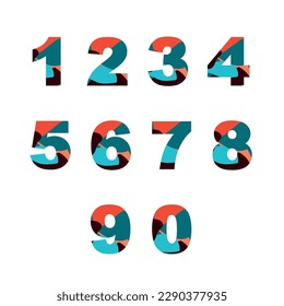 Numbers from 1 to 0. Abstract design of numbers for the design of calendars, postcards, flyers, posters.