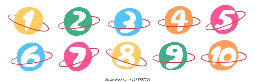 Numbers 1 - 10. Birthday concept. Learning to count for children. Vector design illustration.