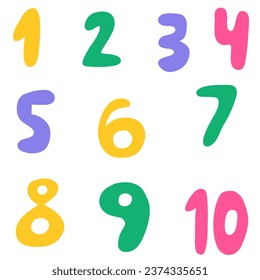 Numbers 1 - 10.  Children design. Birthday concept. Learning to count. Vector design illustration on white background.