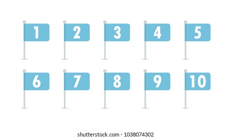 Numbers 1 to 10 flags vector isolated