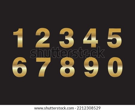 numbers from 1 to 10 with gold gradient 商業照片 © 