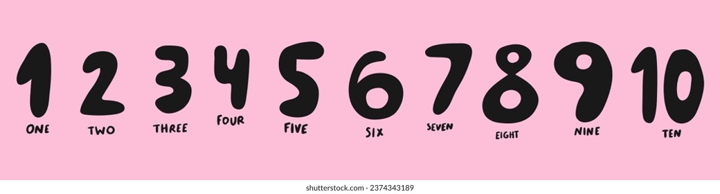 Numbers 1 - 10 on pink background. Vector design illustration. Very useful for birthday party.