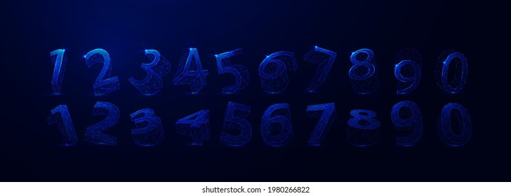 Numbers 1, 2, ,3, 4, 5, 6, 7, 8, 9, 0. Futuristic vector font typeface unique design. For technology, digital, engineering, digital, gaming, sci-fi and science, business Illustrations and covers