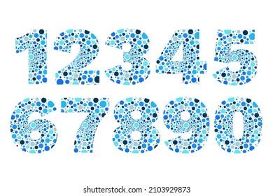 Numbers 1 2 3 4 5 6 7 8 9 0. Circle symbols for decoration, design. Isolated bubbles vector icons set