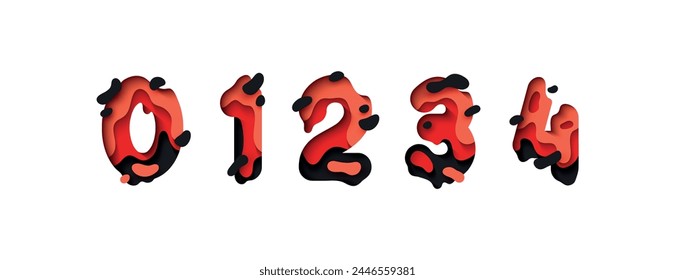 Numbers 1, 2, 3, 4, font design in paper cut style. vector illustration