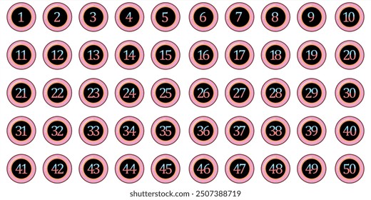Numbers, 1 to 50 premium pink blue chocolate donut theme numbers