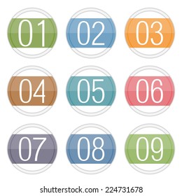 Numbers 1 - 9 in circles, vector eps10 illustration
