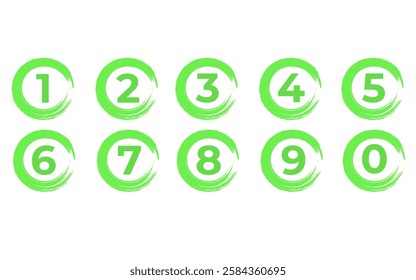 Numbers from 1 to 9 with green brush
Number point digits on a white background vector