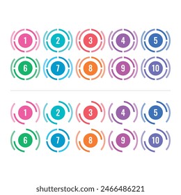 numbers 1-10 in circle and in color. 1-10 numbers concept