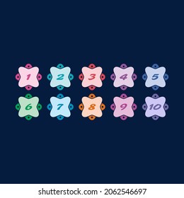 numbers 1-10 on dark blue background. colorful geometric shape and numbers 1-10