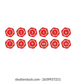 numbers 1-12 for business, education, technology world. numbers 1-12 concept in hexagons