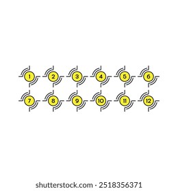 Numbers 1-12 in circles. 1-12 numbers concept for business, education world