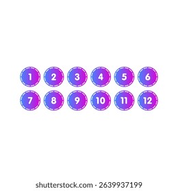 Numbers 1-12 concept. Numbers 1-12 for business, education, technology world