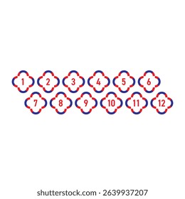 Numbers 1-12 concept. Numbers 1-12 for education, business, technology world