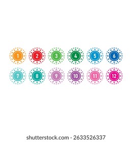 numbers 1-12 in rotating triangles. numbers 1-12 concept for business, education, health, technology world