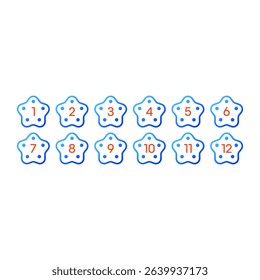 Numbers 1-12 for science, education, business, technology world. Numbers 1-12 concept in stars