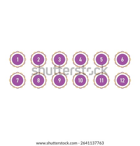 Numbers 1-12 for science, education, business, technology world. Numbers 1-12 concept in hexagon lines