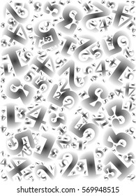 numbers 1,2,3,4,5 illustration black and white painting