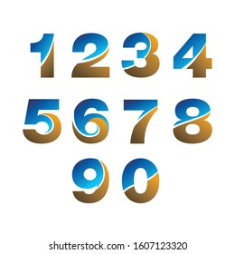 Numbers 1,2,3,4,5,6,7,8,9,0 letters. Numbers logo icons set. Vector illustration.