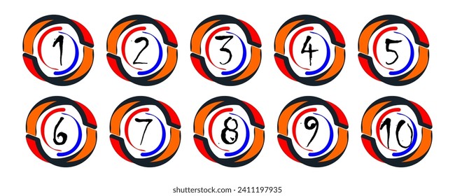 Numbers 1.2.3.4.5.6.7.8.9.10, in a circle, for design