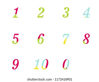 Numbers 1,2,3,4,5,6,7,8,9,10 multicolored