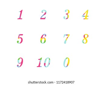Numbers 1,2,3,4,5,6,7,8,9,10 multicolored