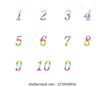 Numbers 1,2,3,4,5,6,7,8,9,10 multicolored