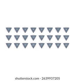 numbers 1-24 in triangles and circles. numbers 1-24 for education, business. 1-24 concept
