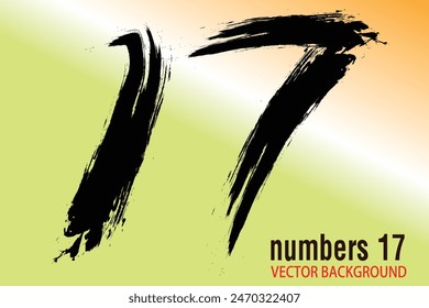 numbers 17 written with a brush vector. 17, background, icon, abstract, vector, business, logo, design, banner, wedding, art, font, illustration, birthday, template, certificate, line, creative, card,