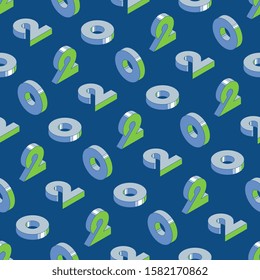 numbers '2' '0' seamless pattern in classic blue color palette and green elements. vector illustration for background, calendar, banner, poster, greeting card. eps 10