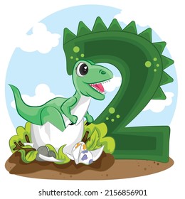 numbers 2 in the style of dino tyrannosaurus