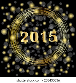 numbers 2015 year on a black background with gold spangles,  vector  illustration