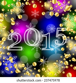 numbers 2015 year on a bright background with gold spangles,  vector  illustration