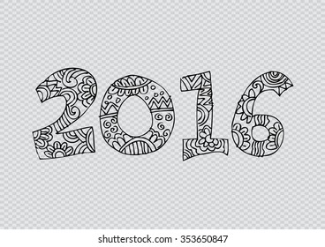 Numbers 2016. Hand drawing illustration'