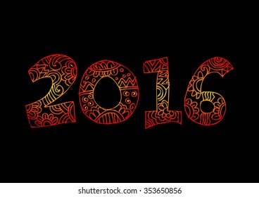 Numbers 2016. Hand drawing illustration'