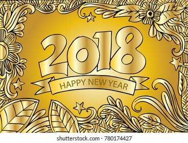  Numbers 2018 on floral background. 